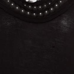 Lanvin Black Embellished Neck Raw Edge Detail Tank Top XS