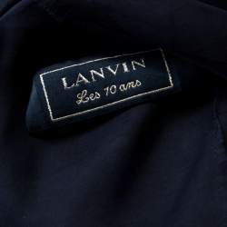 Lanvin Black Silk Organza Raw Edge Detail Sheer Yoke Layered Dress S