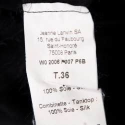 Lanvin Black Silk Organza Raw Edge Detail Sheer Yoke Layered Dress S