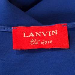 Pre Owned Lanvin Electric Blue Silk Sleeveless Draped Dress S