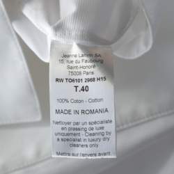 Pre Owned Lanvin White Cotton Long Sleeve Tuxedo Blouse M 