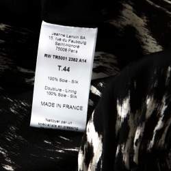 Pre Owned Lanvin Black & White Printed Neck Bow Detail Elastic Waist Jumpsuit L