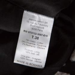 Pre Owned Lanvin Black Printed Cotton Stretch Sheath Skirt M