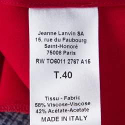 Pre Owned Lanvin Cherry Red Satin Neck Tie Detail Sleeveless Blouse M