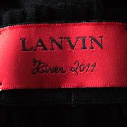 Pre Owned Lanvin Black Wool Elasticized Waist Pleated Maxi Skirt M