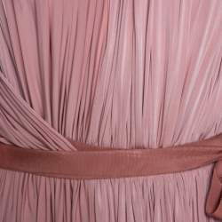Pre Owned Lanvin Pink Satin Jersey Draped Gown M