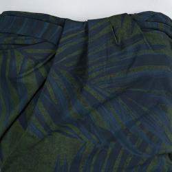 Pre Owned Lanvin Bottle Green Palm Leaf Print Strapless Ruched Midi Dress M