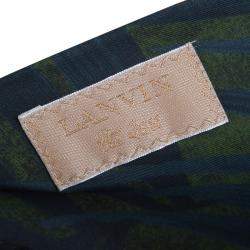 Pre Owned Lanvin Bottle Green Palm Leaf Print Strapless Ruched Midi Dress M