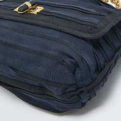 Lanvin Black/Navy Blue Fabric Pleated Happy Shoulder Bag
