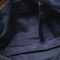 Lanvin Black/Navy Blue Fabric Pleated Happy Shoulder Bag