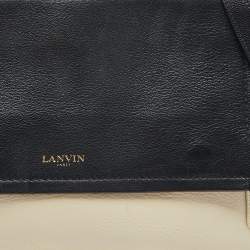 Lanvin Black/White White Leather Zip Shoulder Bag