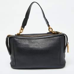 Lanvin Black/White White Leather Zip Shoulder Bag