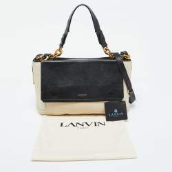 Lanvin Black/White White Leather Zip Shoulder Bag