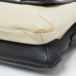Lanvin Black/White White Leather Zip Shoulder Bag