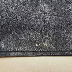 Lanvin Black/White White Leather Zip Shoulder Bag
