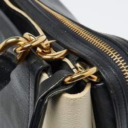 Lanvin Black/White White Leather Zip Shoulder Bag