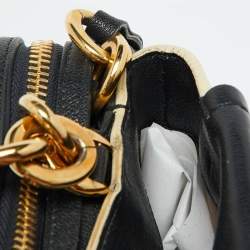 Lanvin Black/White White Leather Zip Shoulder Bag