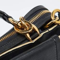 Lanvin Black/White White Leather Zip Shoulder Bag