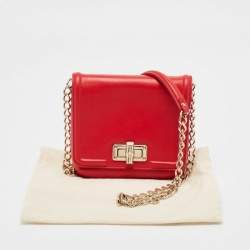 Lanvin Red Leather Mini Happy Crossbody Bag