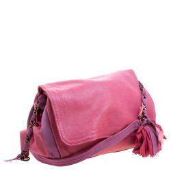 Pre Owned Lanvin Pink Leather and Fabric Shoulder Bag