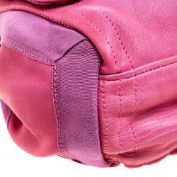Pre Owned Lanvin Pink Leather and Fabric Shoulder Bag