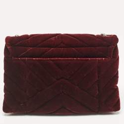 Lanvin Burgundy Quilted Velvet Small Sugar Shoulder Bag