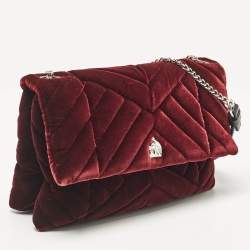 Lanvin Burgundy Quilted Velvet Small Sugar Shoulder Bag