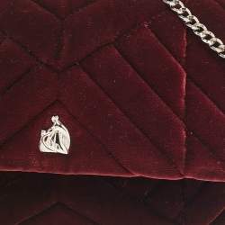 Lanvin Burgundy Quilted Velvet Small Sugar Shoulder Bag