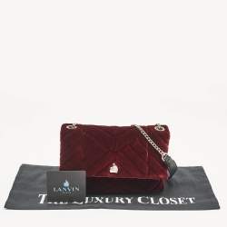 Lanvin Burgundy Quilted Velvet Small Sugar Shoulder Bag