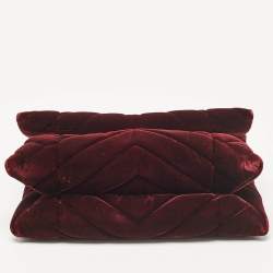 Lanvin Burgundy Quilted Velvet Small Sugar Shoulder Bag