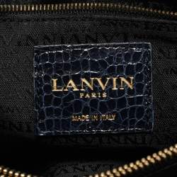 Lanvin Multicolor Woven Croc Embossed Patent Leather Flap Shoulder Bag