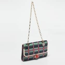 Lanvin Multicolor Woven Croc Embossed Patent Leather Flap Shoulder Bag
