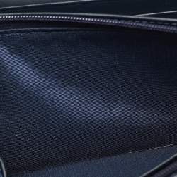 Lanvin Navy Blue Croc Embossed Patent Leather Continental Wallet