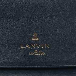 Lanvin Navy Blue Croc Embossed Patent Leather Continental Wallet