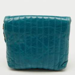 Pre Owned Lanvin Blue Quilted Leather Mini Pop Flap Crossbody Bag