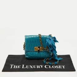 Pre Owned Lanvin Blue Quilted Leather Mini Pop Flap Crossbody Bag
