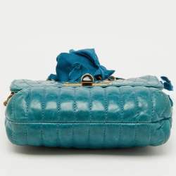 Pre Owned Lanvin Blue Quilted Leather Mini Pop Flap Crossbody Bag