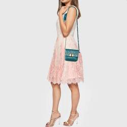 Pre Owned Lanvin Blue Quilted Leather Mini Pop Flap Crossbody Bag