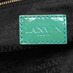 Lanvin Blue/Black Croc Embossed Leather and Satin Top Zip Satchel
