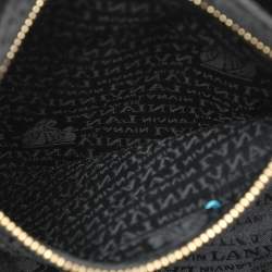 Lanvin Blue/Black Croc Embossed Leather and Satin Top Zip Satchel