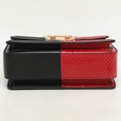 Lanvin Black Leather and Python Small Jiji Shoulder Bag