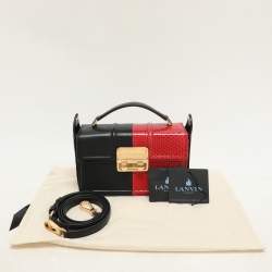 Lanvin Black Leather and Python Small Jiji Shoulder Bag