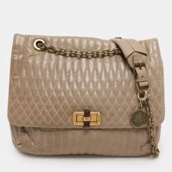 Lanvin Beige Quilted Leather Happy Shoulder Bag