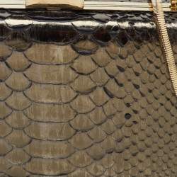 Lanvin Metallic Dark Brown Python Frame Clutch