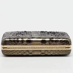 Lanvin Metallic Dark Brown Python Frame Clutch