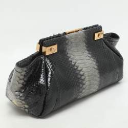 Lanvin Black/Grey Python Clutch