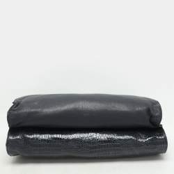 Lanvin Navy Blue Croc Embossed and Leather Flap Shoulder Bag