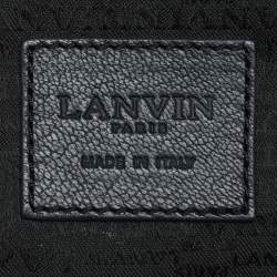 Lanvin Navy Blue Croc Embossed and Leather Flap Shoulder Bag
