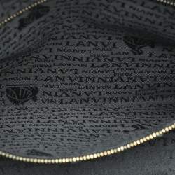 Lanvin Navy Blue Croc Embossed and Leather Flap Shoulder Bag
