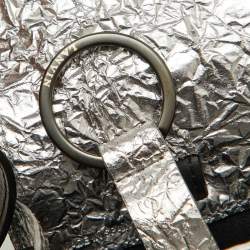 Pre Owned Lanvin Silver Foil Leather Crackled Mini Crossbody Bag